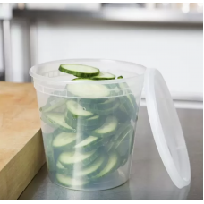 24 oz Microwavable Translucent Plastic Deli Container and Lid