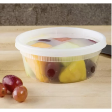 8 oz Microwavable Translucent Plastic Deli Container and Lid
