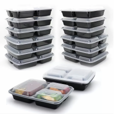 32oz Meal Prep Containers, 3 Compartment with Lids