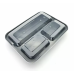 Karat 32 oz. Rectangular PP Microwaveable Food Container (Black) with Clear Lid, 3 Compartments